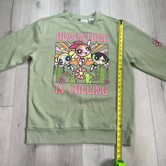 Cartoon Network PowerPuff Girls Sage Green Fleece Pullover Hoodie Women’s Size M - Picture 7 of 8